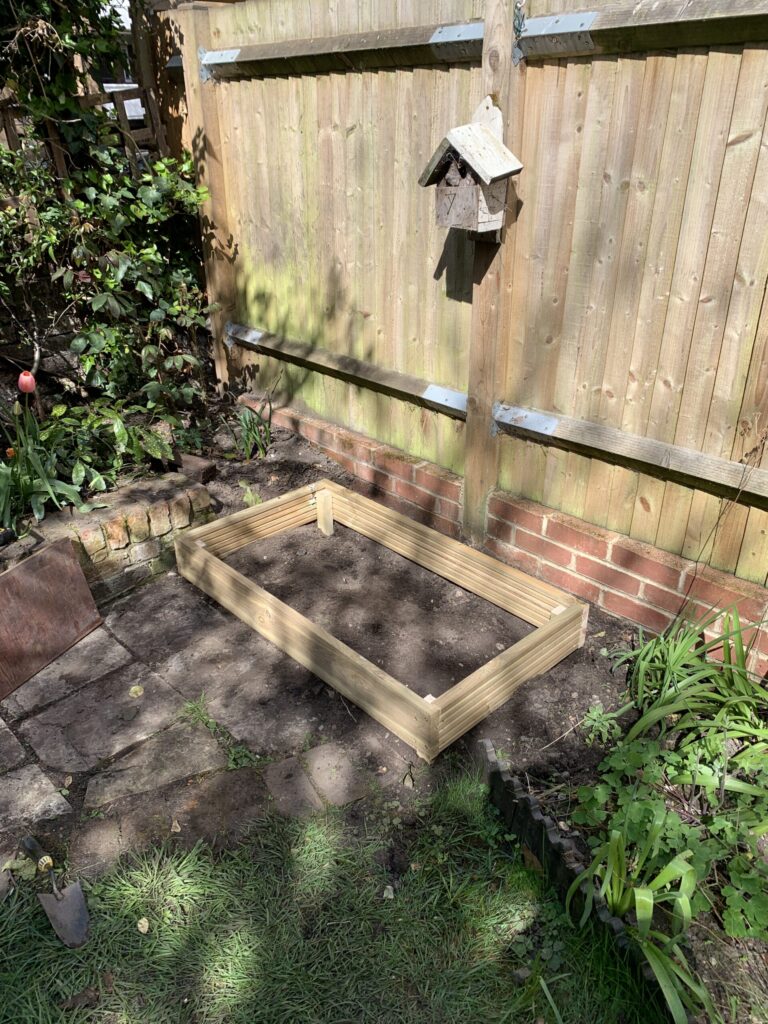 The wood frame for the heat pump base