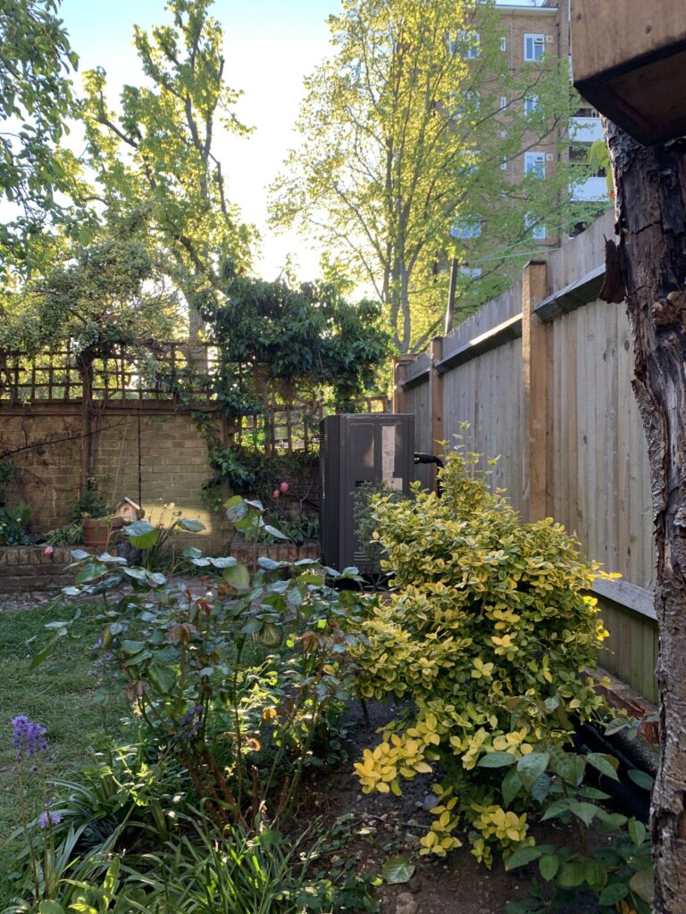 Plants ensure the pipes (insulated in black) will barely be seen