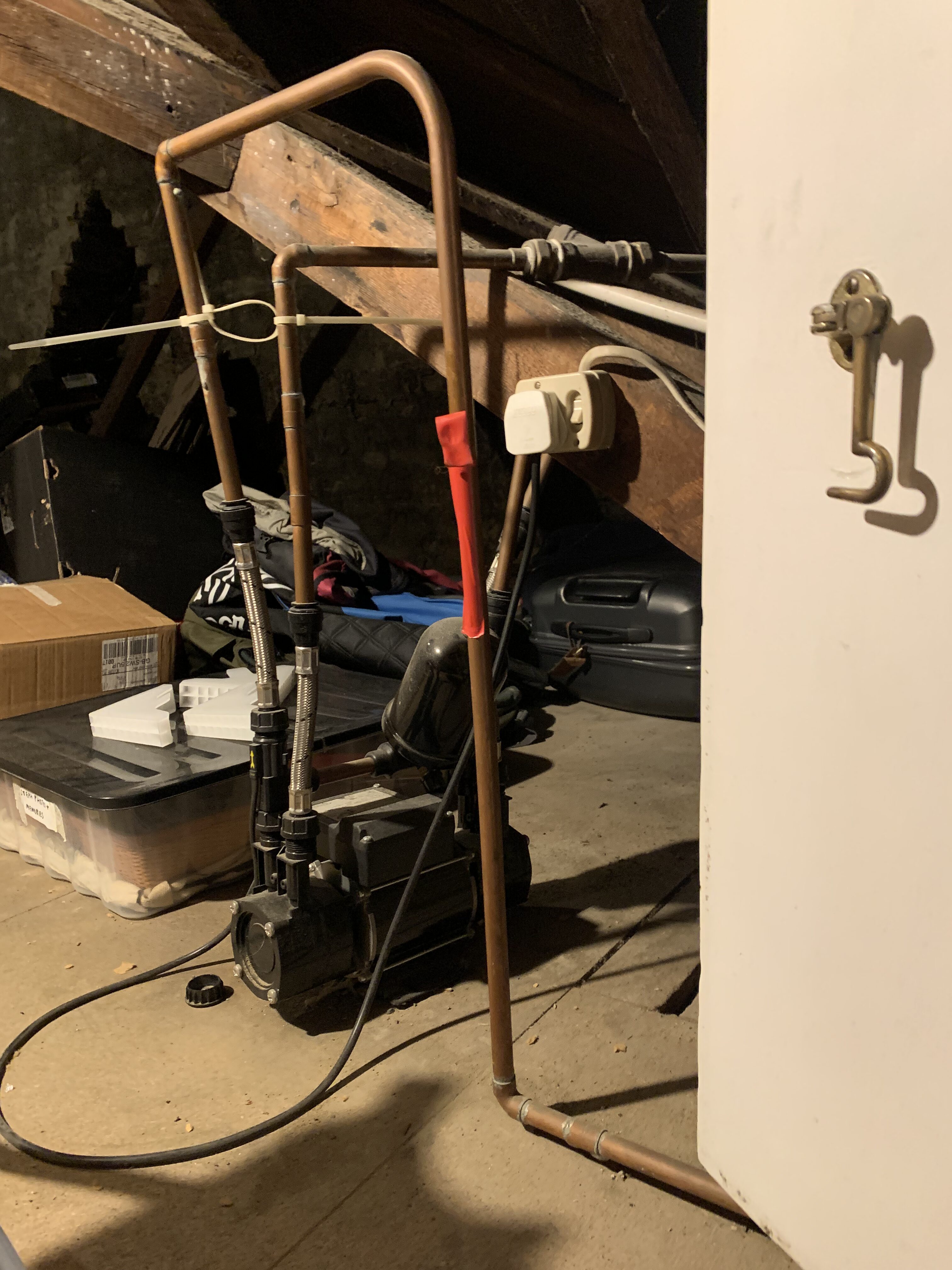 Noisy shower pump to deal with low water pressure