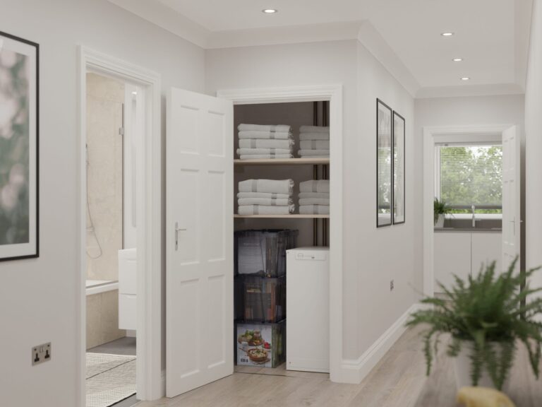 Hall cupboard with Thermino and towels