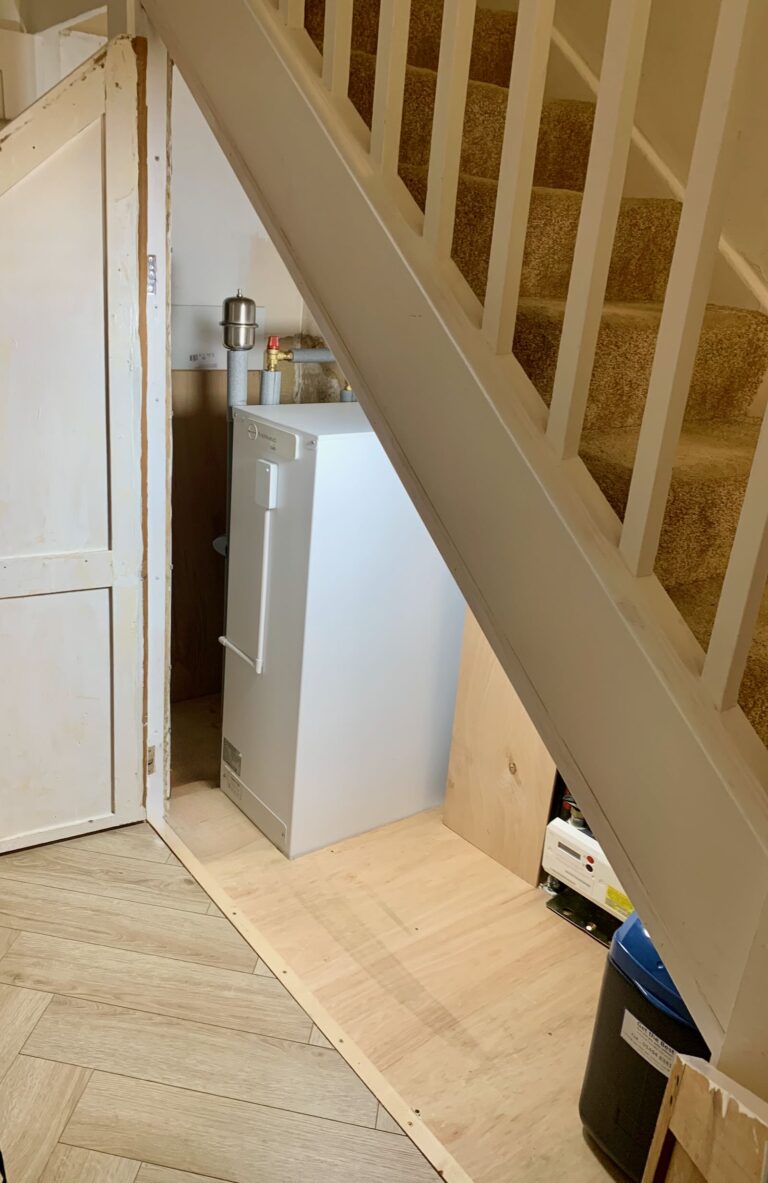 Sunamp Thermino 300L (largest model) in understairs cupboard