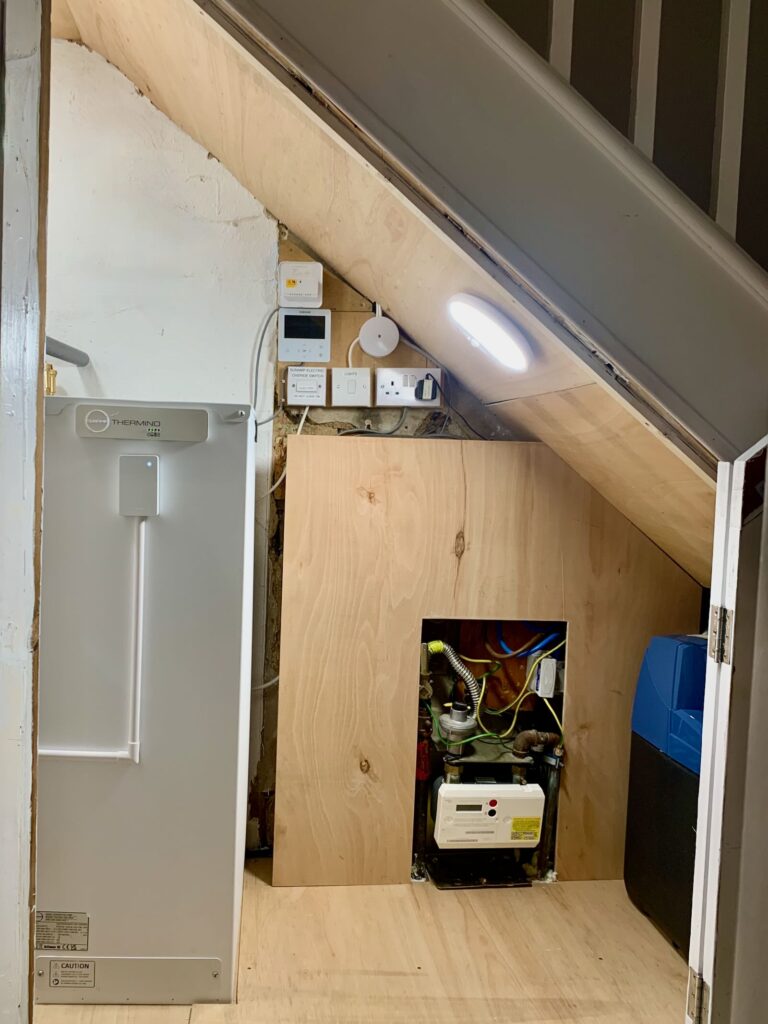 Sunamp Thermino 300L (largest model) in understairs cupboard