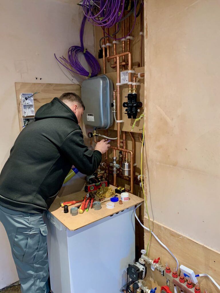 Further plumbing and preparation for the water softener